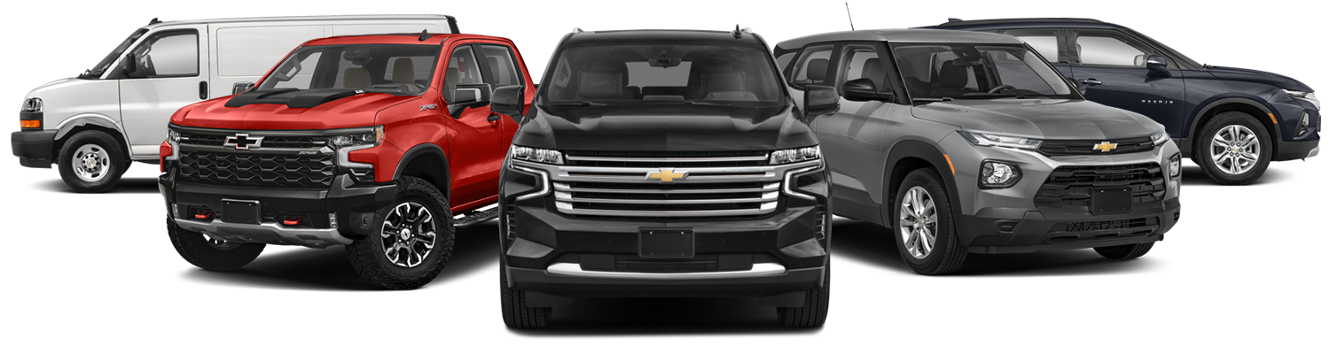 Chevrolet car lineup showcasing multiple models
