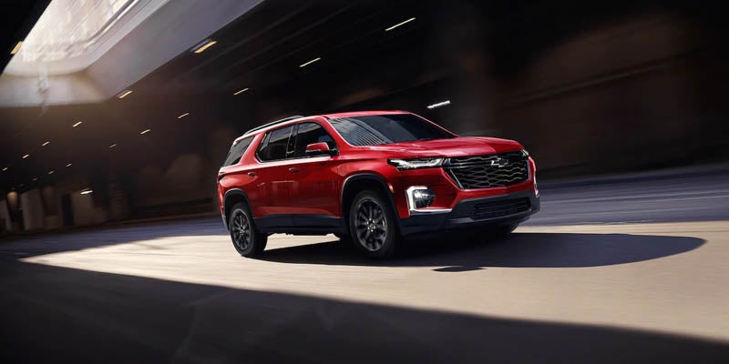 2022 Chevy Traverse in motion on the road