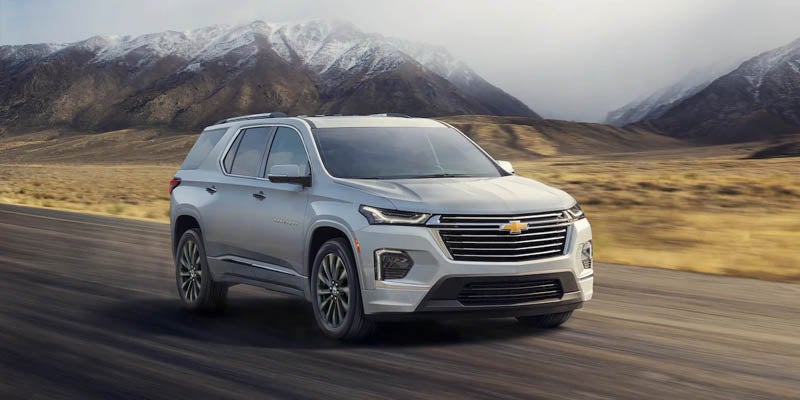 2022 Chevy Traverse in motion on the road