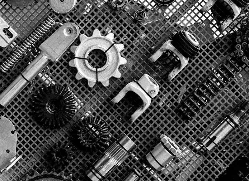 Neatly arranged parts and tools